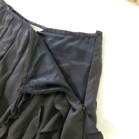 Garnet Hill Y2K Silk Ruffled Mini Skirt 14 Gray Fairy Goth Festival Flouncy - Picture 7 of 11